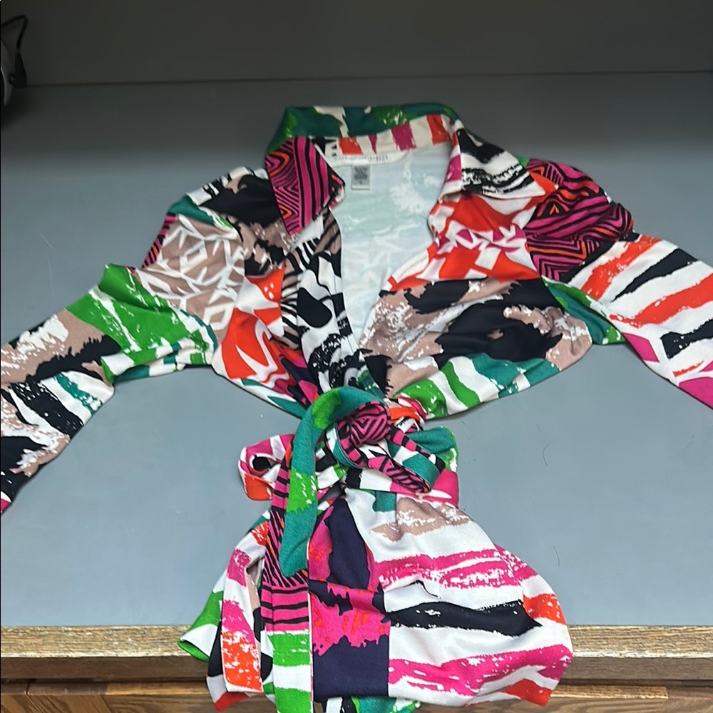 Diane Von Furstenberg Multicolor Wrap Top